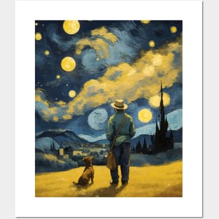 Starry Night Dachshund  Dog , Van Gogh Dachshund Art Posters and Art